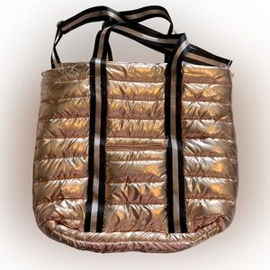 NWOT Gold shimmer puffer style tote bag